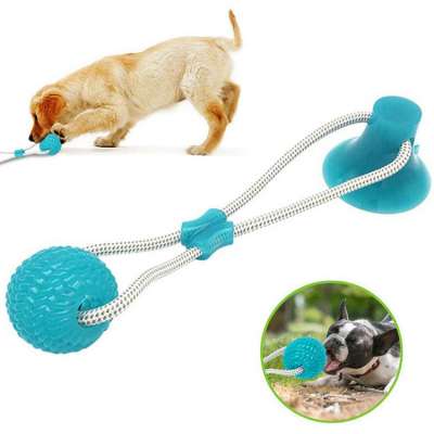 New Designed Non-toxic TPR Pet dog suction cup rope chew ball TPR Dog Toy With Suction Cup